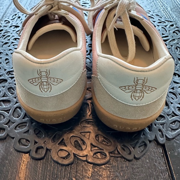 Gucci men’s pink leather sneaker with stripes - Picture 5 of 7